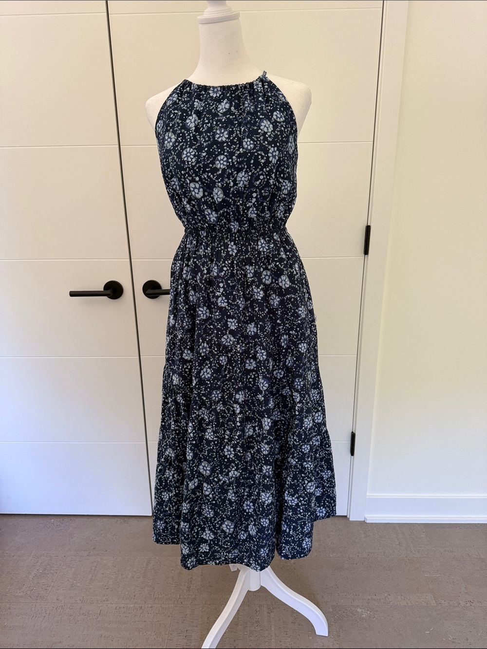Madewell Navy Blue Floral Halter Midi Dress